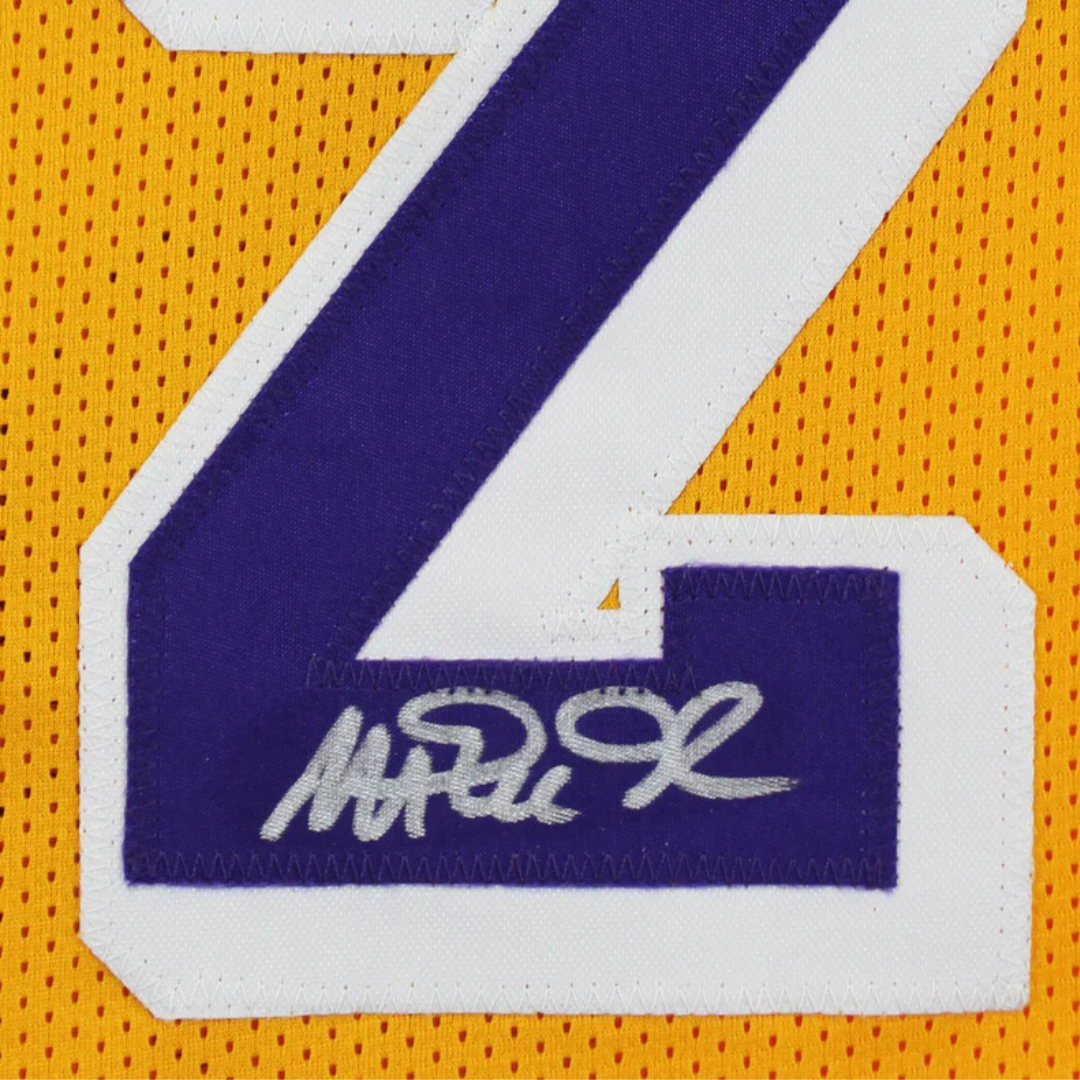 Magic Johnson Signed Los Angeles Lakers Basketball Jersey with Beckett Witness